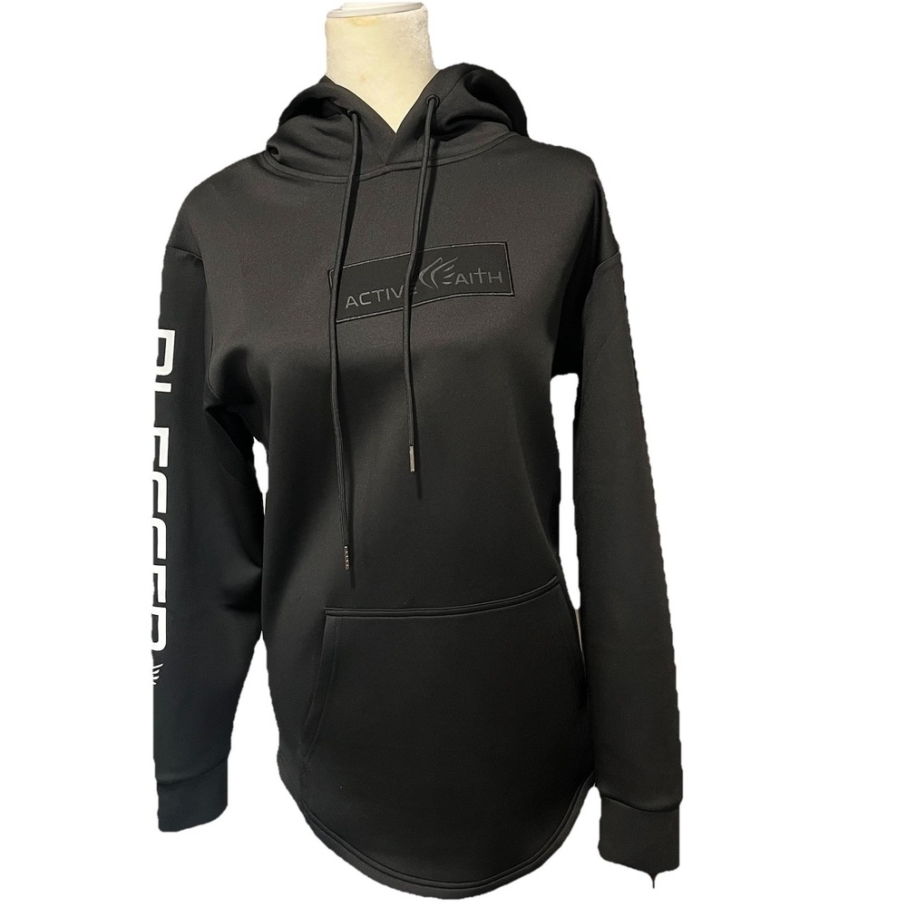 Active Faith Blessed Hoodie Kangaroo Pockets‎ Colossians 3:17 Black Unisex XS